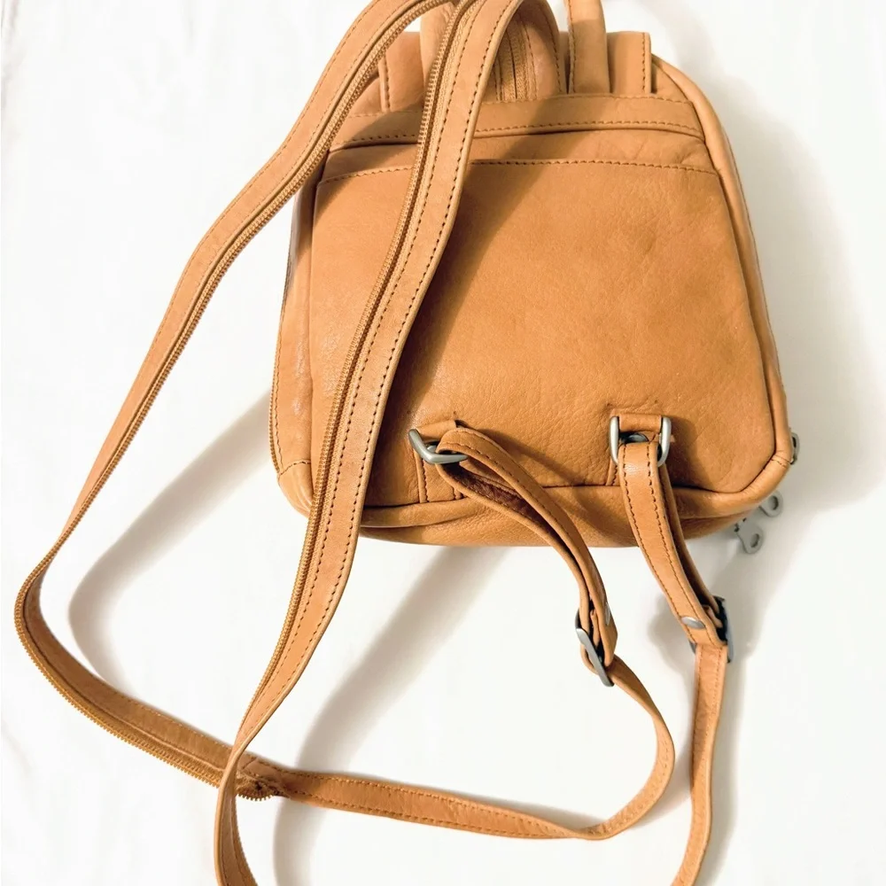 Paul & Taylor Genuine Leather Mini Backpack Tan Convertible Bag Soft Leather USA